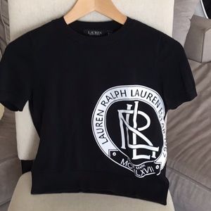 LAUREN Ralph Lauren LRL large logo black short sleeve sweater